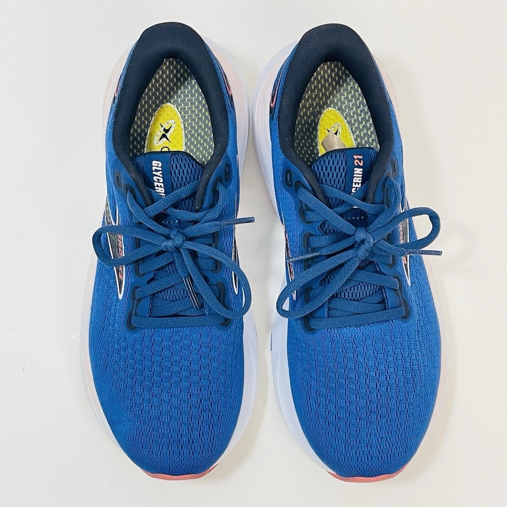 Brooks Glycerin GTS 21 Womens Size 8 Blue Pink Walking Running Shoes Sneakers - Picture 4 of 12